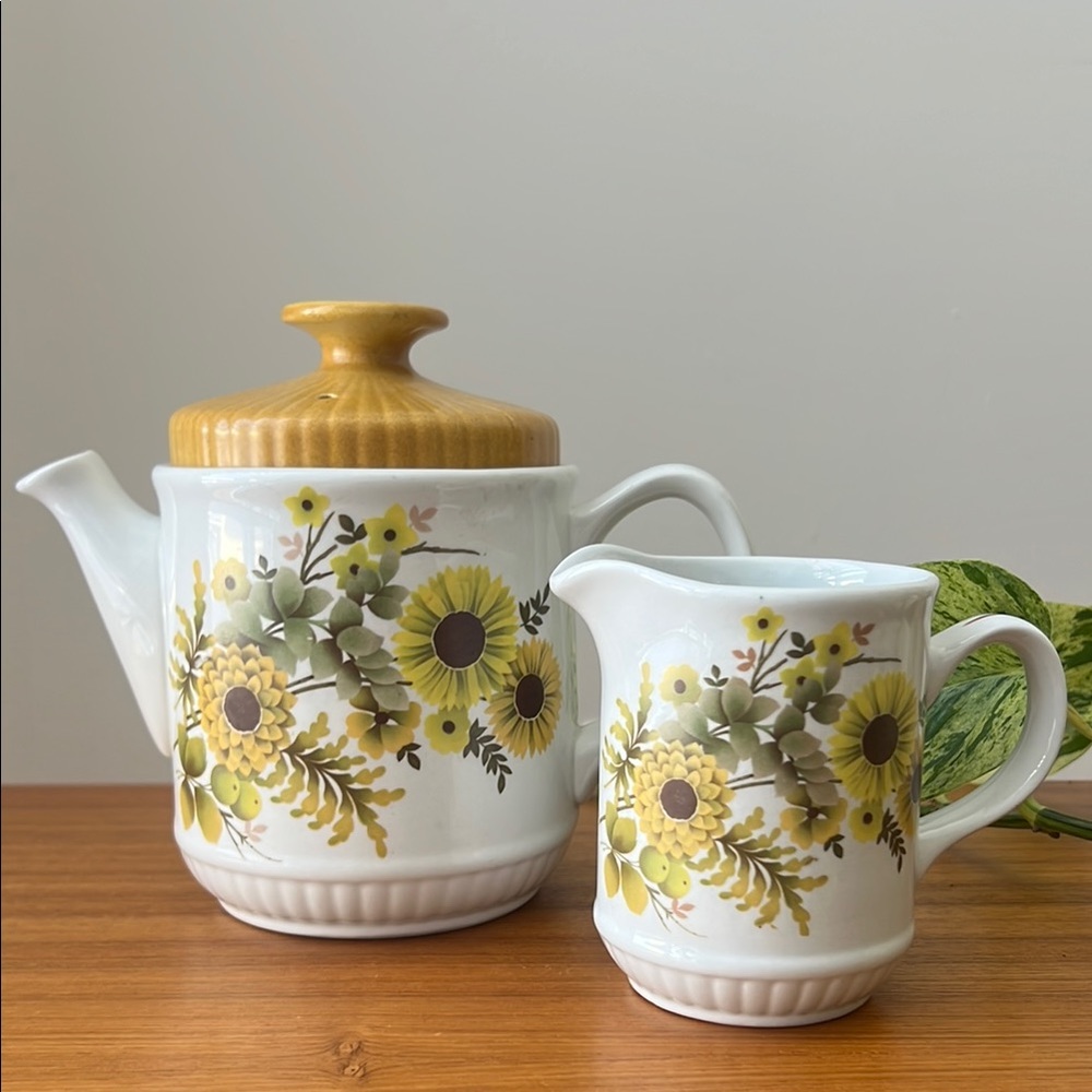 Vintage Ironstone teapot and and creamer